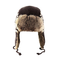 Lambs Wool Knit Aviator Hat with Rabbit Trim