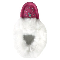 Women's Rabbit Fur Beaded Moccasin Slippers