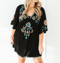 Aztec Embroidery Detail Dress