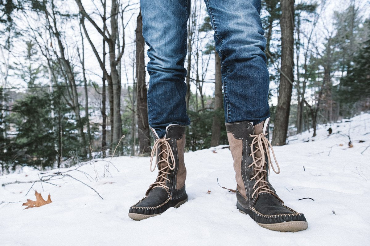 Men s 12 Snowshoe Old Brown Insulated Mukluk Winter Moccasin Boots Westport Trading Post