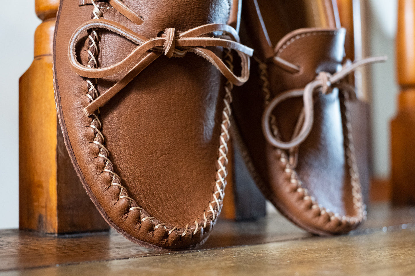 Men's Double Leather Moccasin Slippers