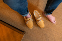 Men's Sheepskin Lined Moccasin Slippers with Sole