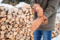 Men's Sheepskin Lined Leather Gauntlet Mittens