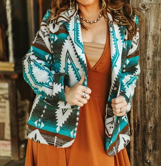 Women's Aztec Button Down Blazer