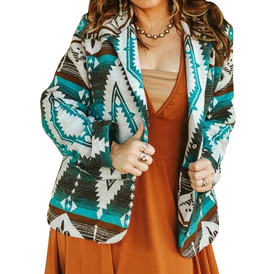 Women's Aztec Button Down Blazer