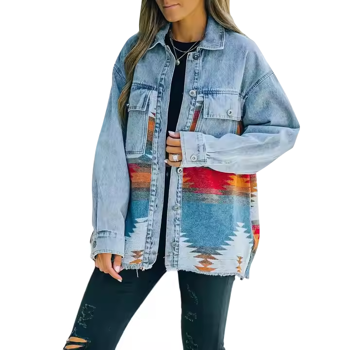 Women's Aztec Denim Shacket