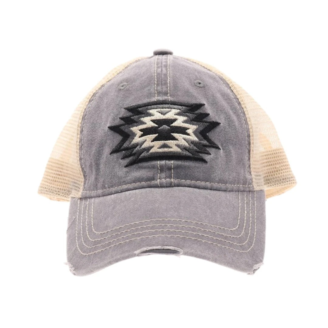 Aztec Embroidered Patch High Pony Adjustable Cap