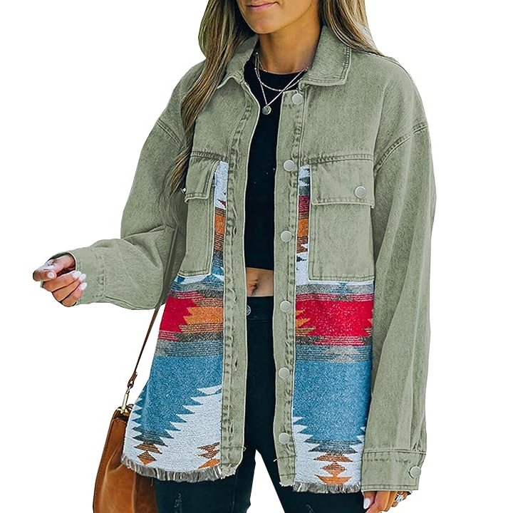 Women's Aztec Denim Shacket