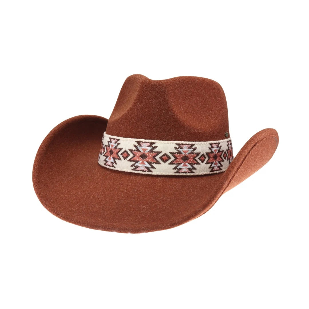 Aztec Vegan Fabric Cowboy Hat