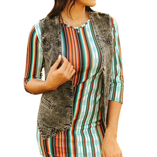 Button Down Western Yoke Vest