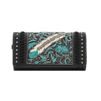 Embroidered Feather Wallet