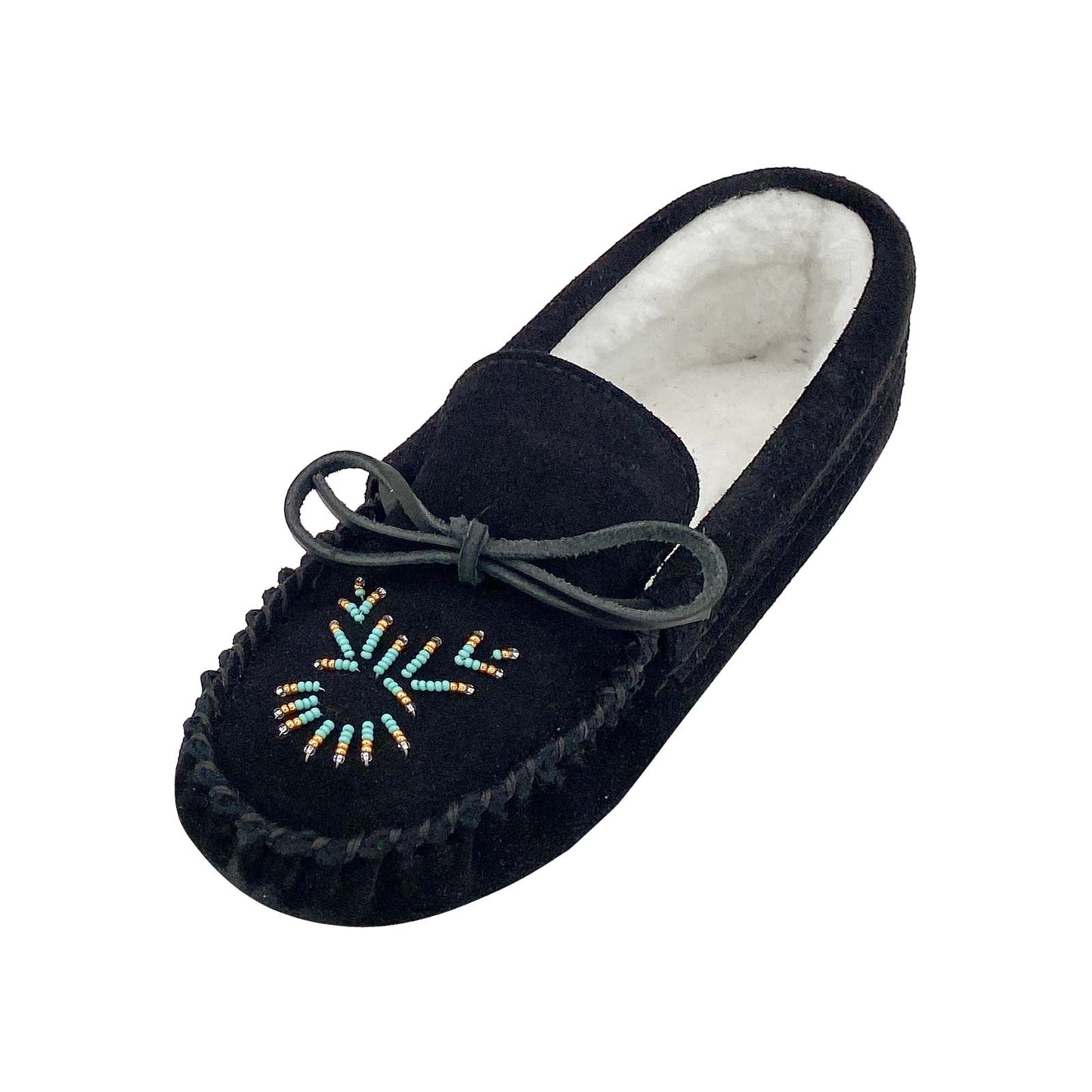 Women's Lined Beaded Moccasin Slippers