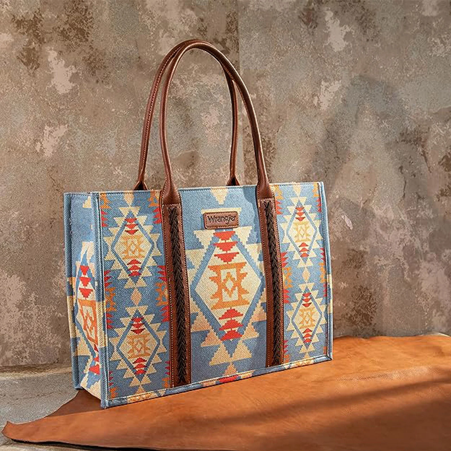 Southwestern Print Canvas Wide Tote