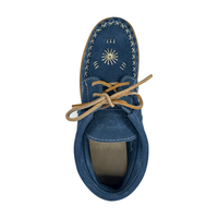 Women's Fringed Blue Suede Moccasin Shoes