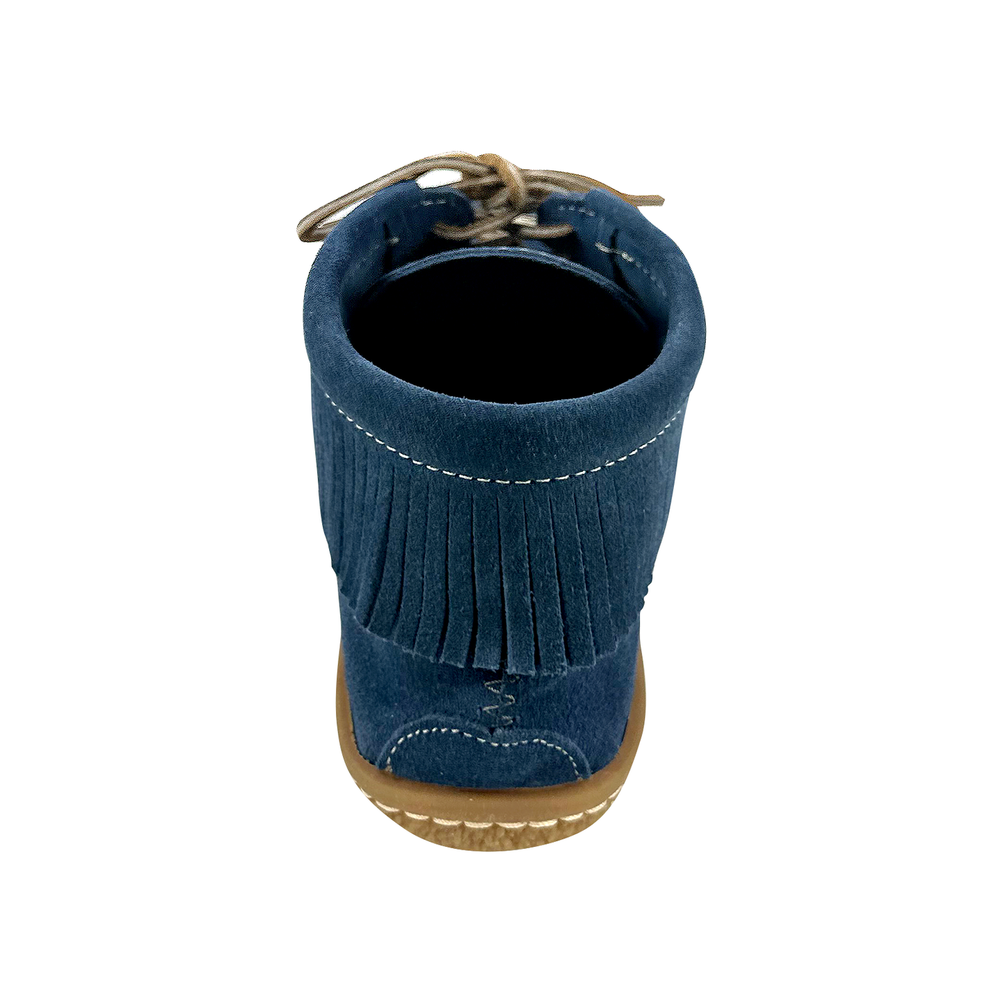 Women's Fringed Blue Suede Moccasin Shoes