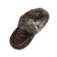 Women's Rabbit Fur Moccasin Slippers with Sole