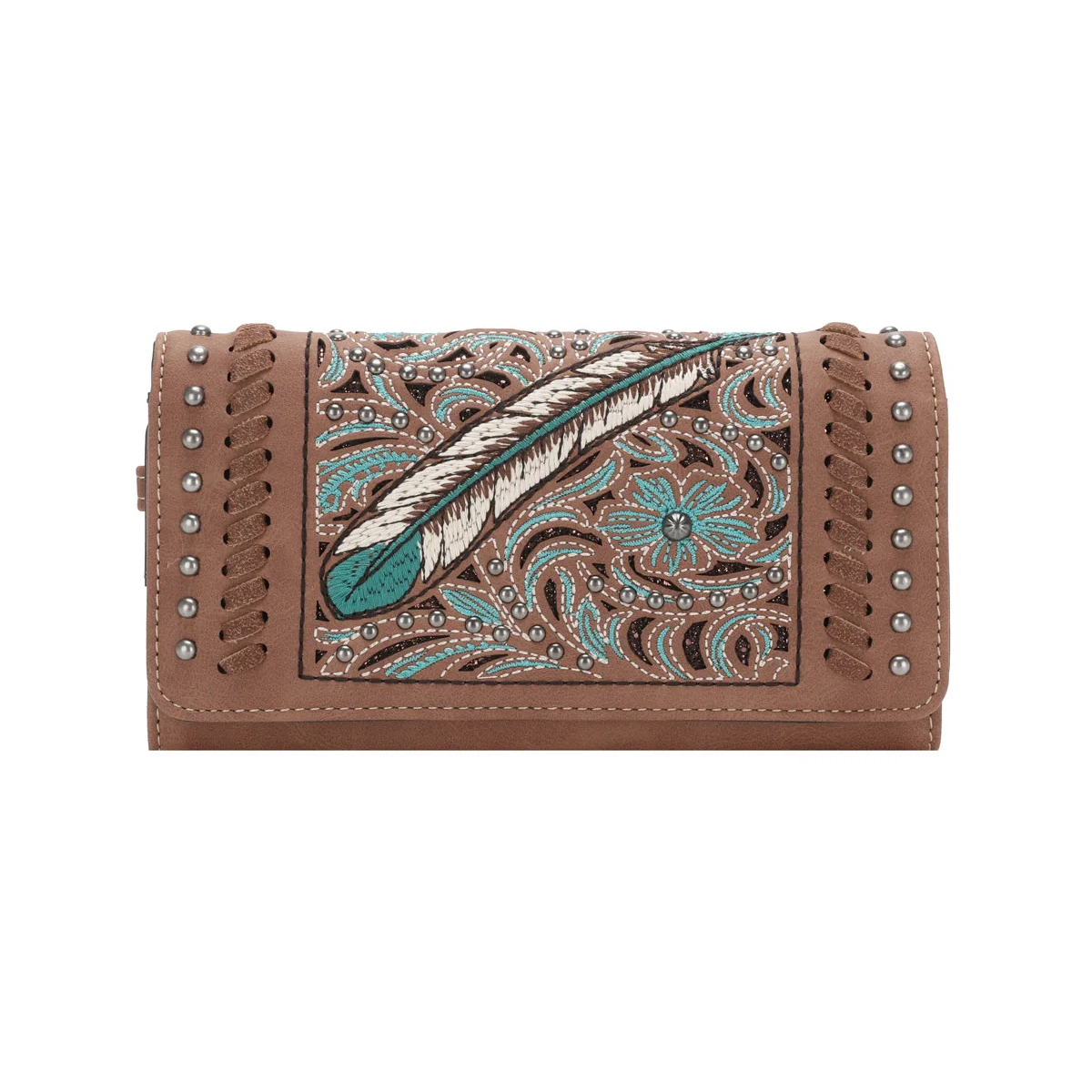 Embroidered Feather Wallet