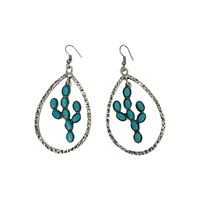 Bohemian Turquoise Cactus Teardrop Earrings