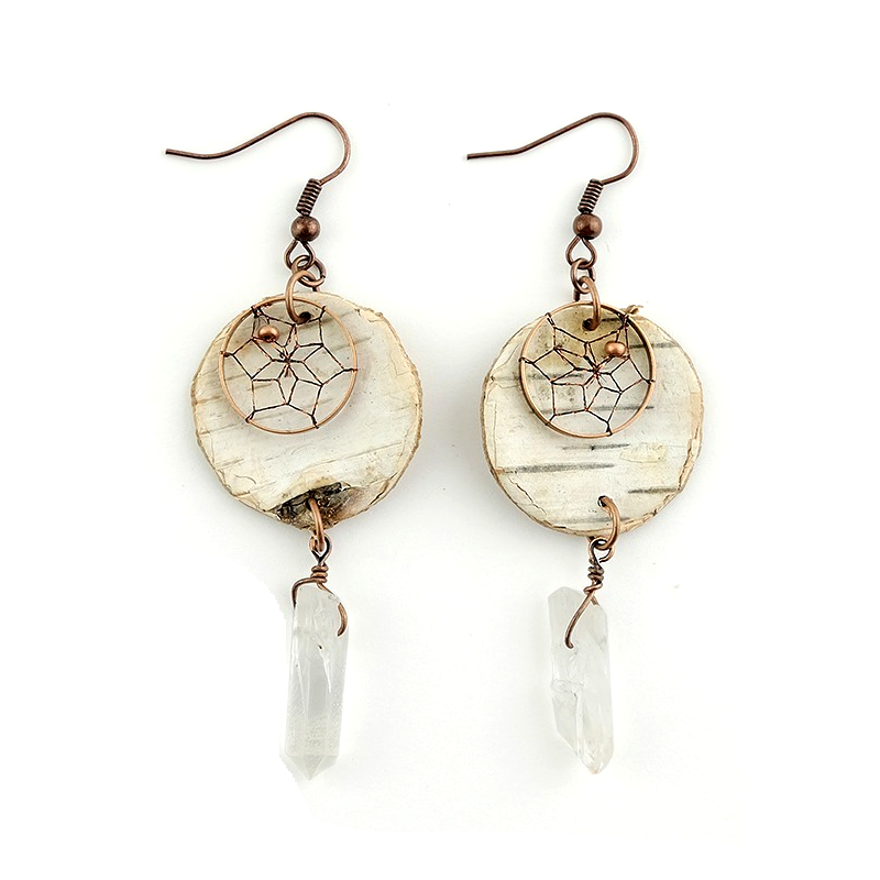 Dreamcatcher Birch Bark Earrings