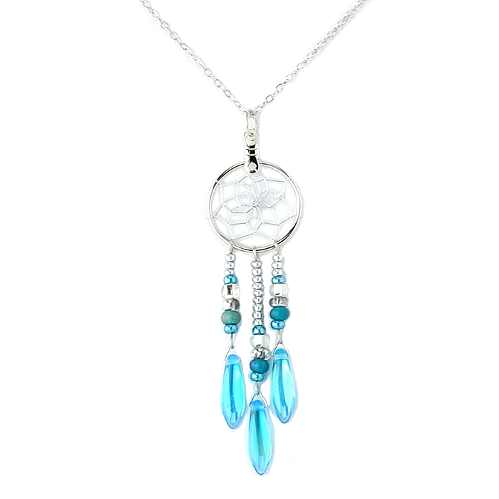 Dreamcatcher Turquoise Glass Bead Necklace