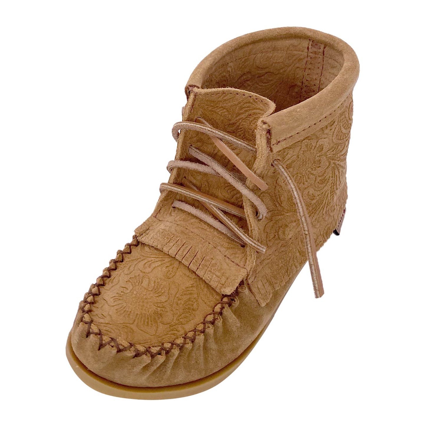 Women's Floral Embossed Ankle Moccasin Boots