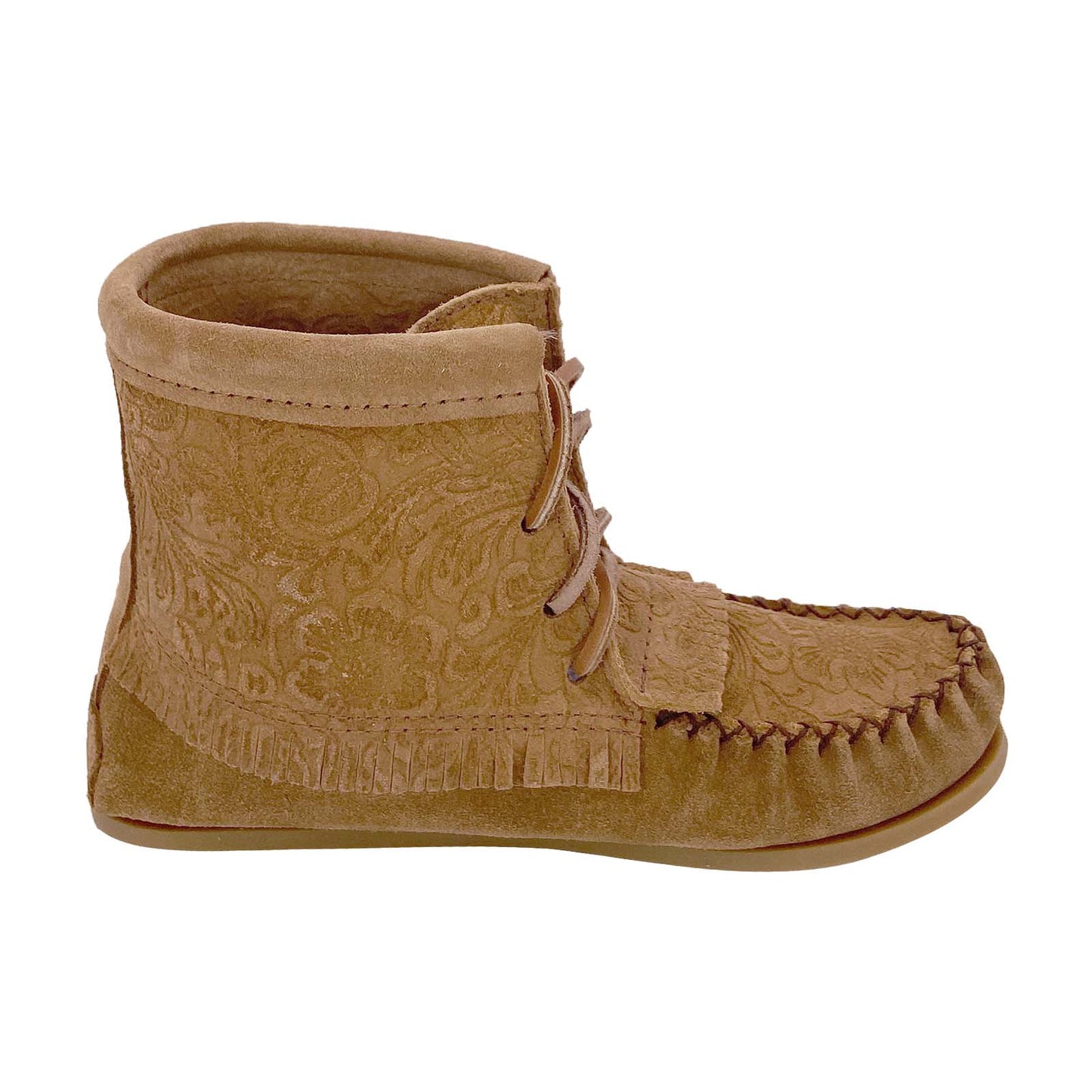 Women's Floral Embossed Ankle Moccasin Boots