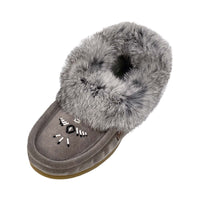 Women's Rabbit Fur Moccasin Slippers with Sole