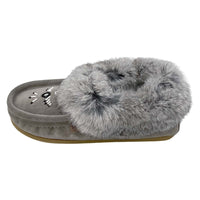 Women's Rabbit Fur Moccasin Slippers with Sole