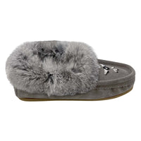 Women's Rabbit Fur Moccasin Slippers with Sole