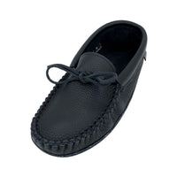 Men's Black Leather Moccasin Slippers