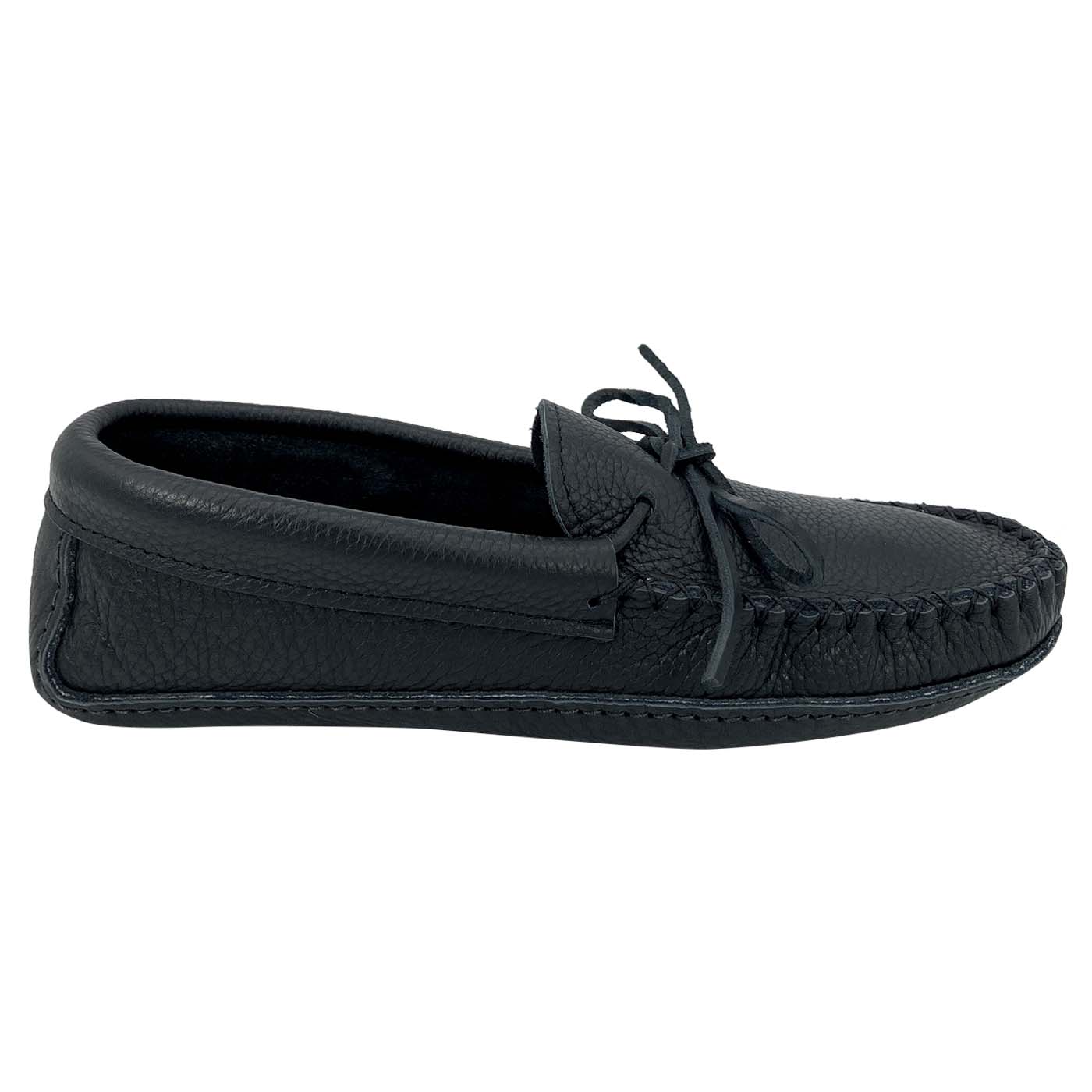 Men's Black Leather Moccasin Slippers