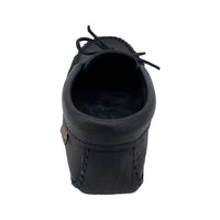 Men's Black Leather Moccasin Slippers