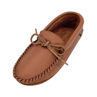 Men's Chestnut Leather Moccasin Slippers