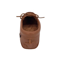 Men's Chestnut Leather Moccasin Slippers