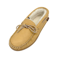 Men's Sheepskin Lined Moccasin Slippers with Sole