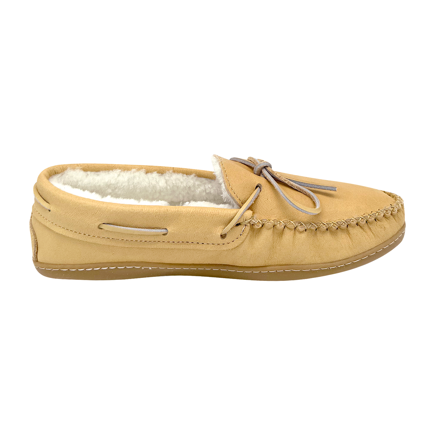 Men's Sheepskin Lined Moccasin Slippers with Sole