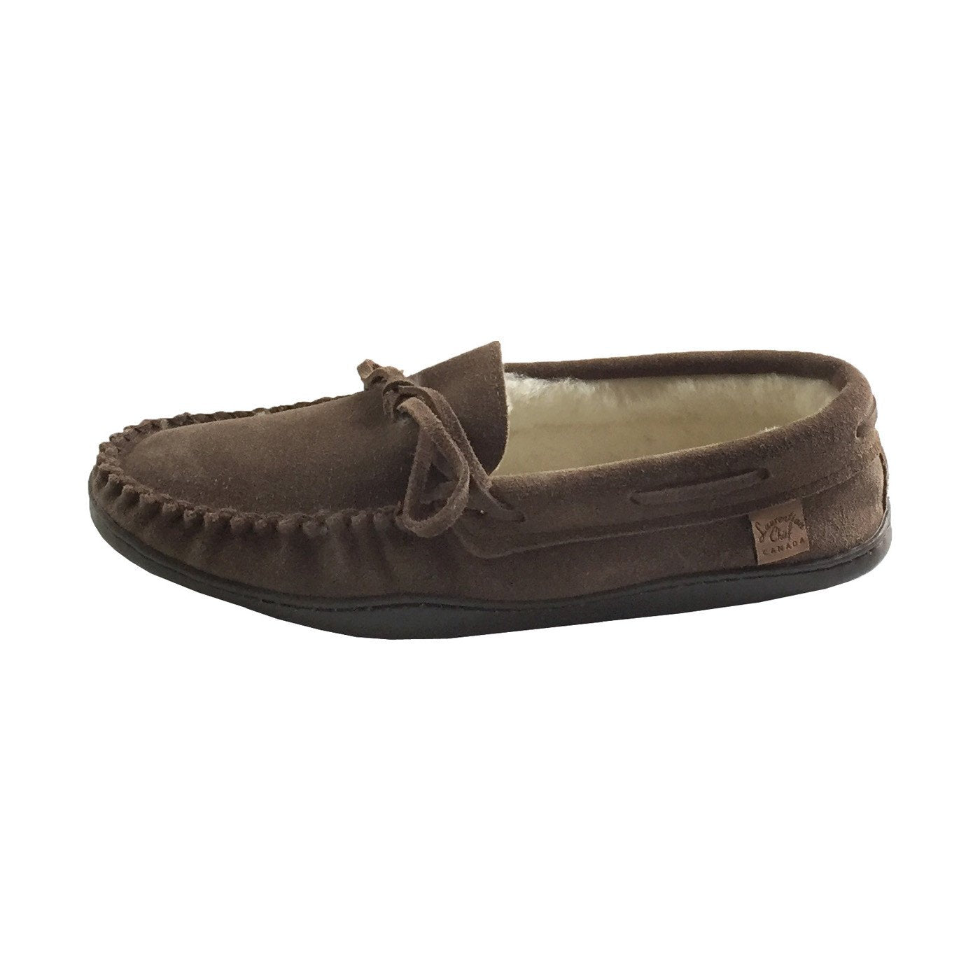 Men's Sheepskin Lined Moccasin Slippers with Sole