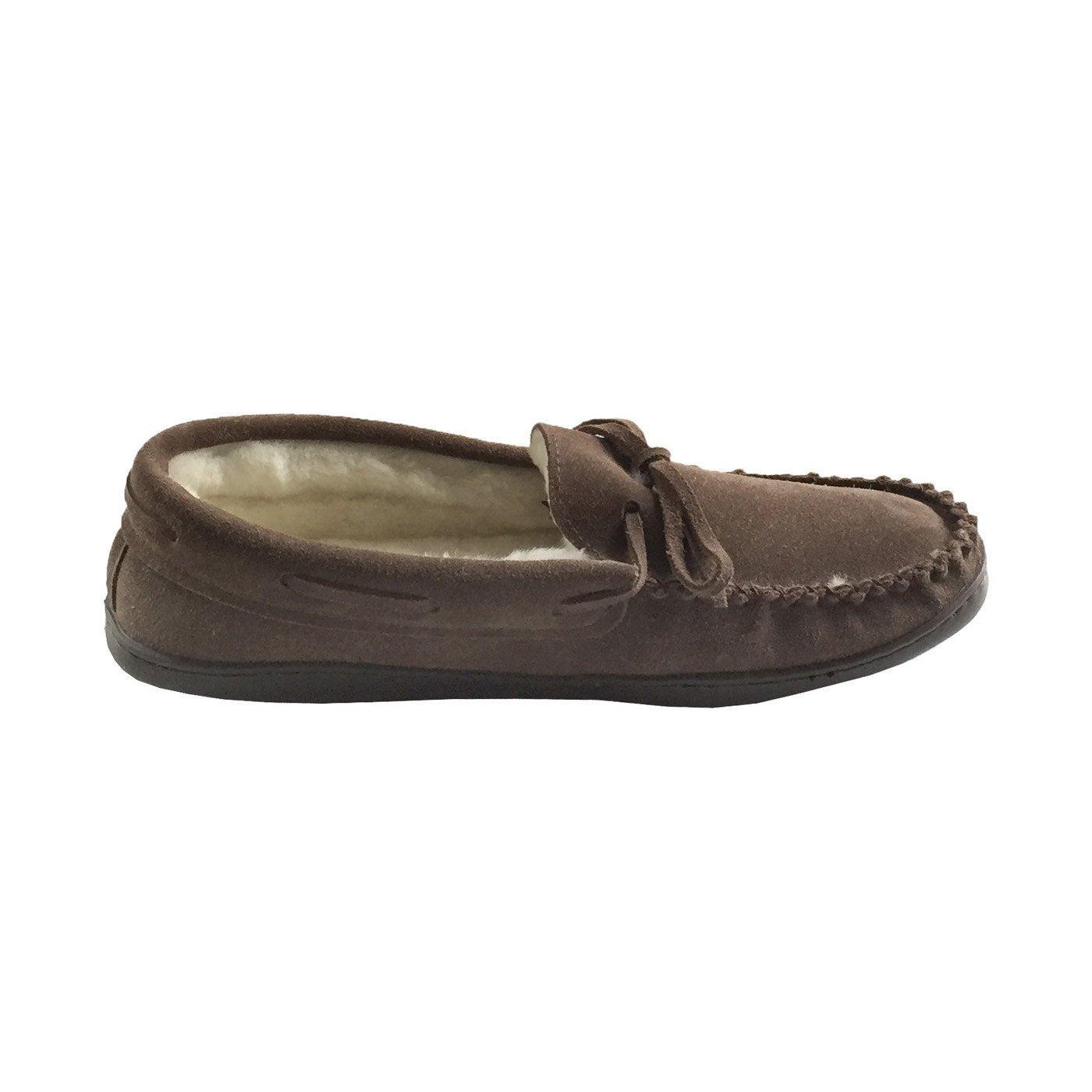 Men's Sheepskin Lined Moccasin Slippers with Sole