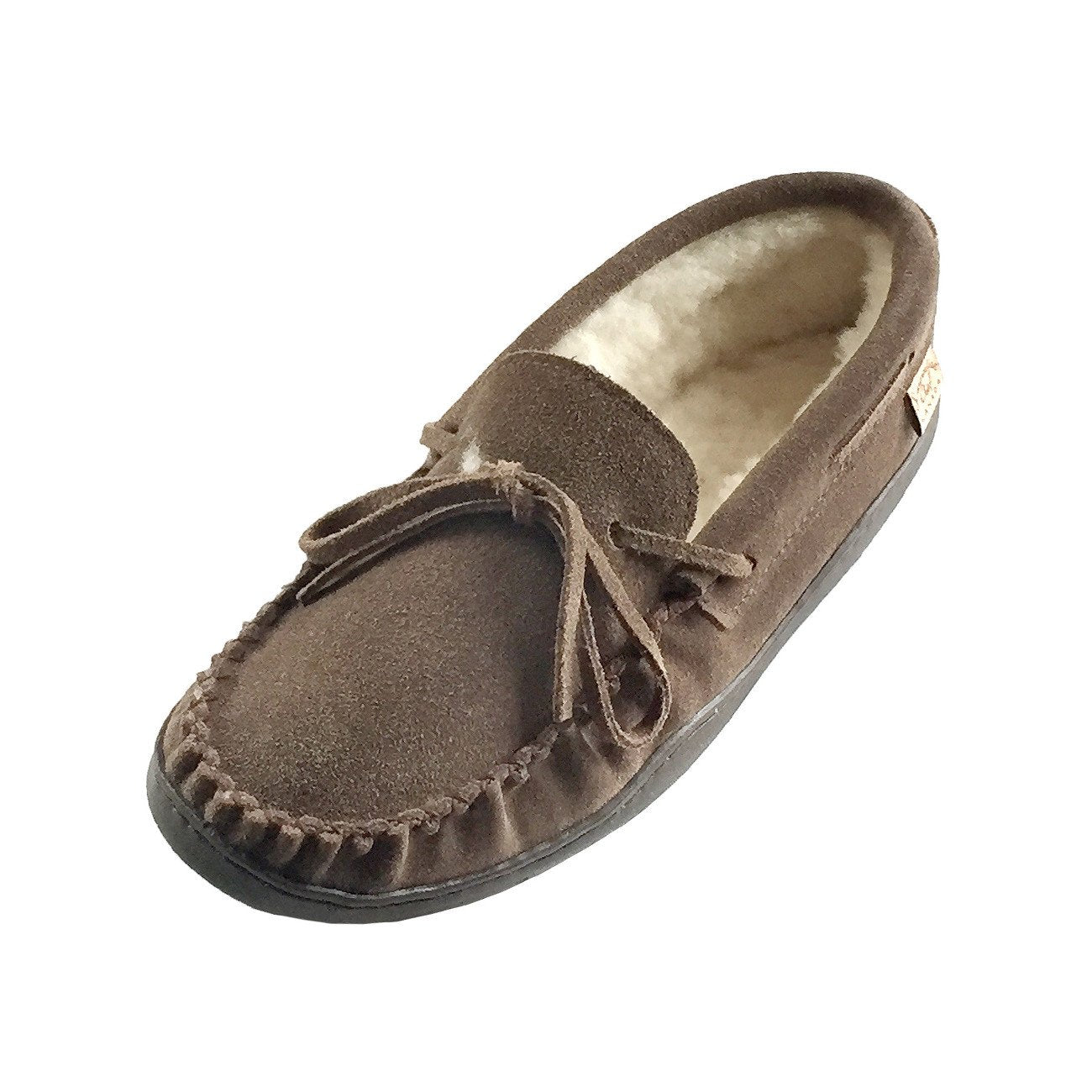 Men's Sheepskin Lined Moccasin Slippers with Sole