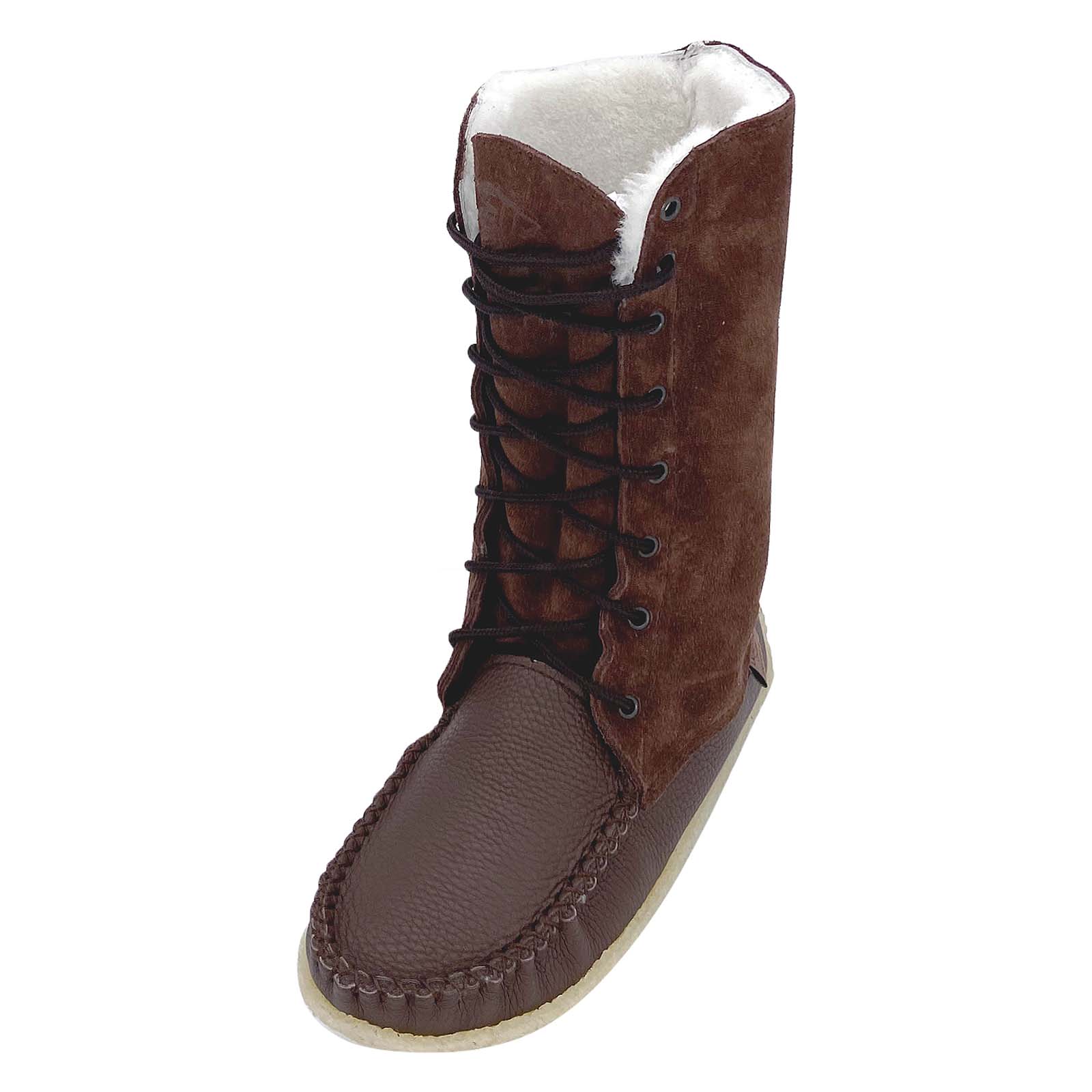 Mens Tall 13 Mid Calf Brown Genuine Leather Suede Snowshoe Mukluks Westport Trading Post