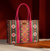 Southwestern Print Canvas Wide Tote