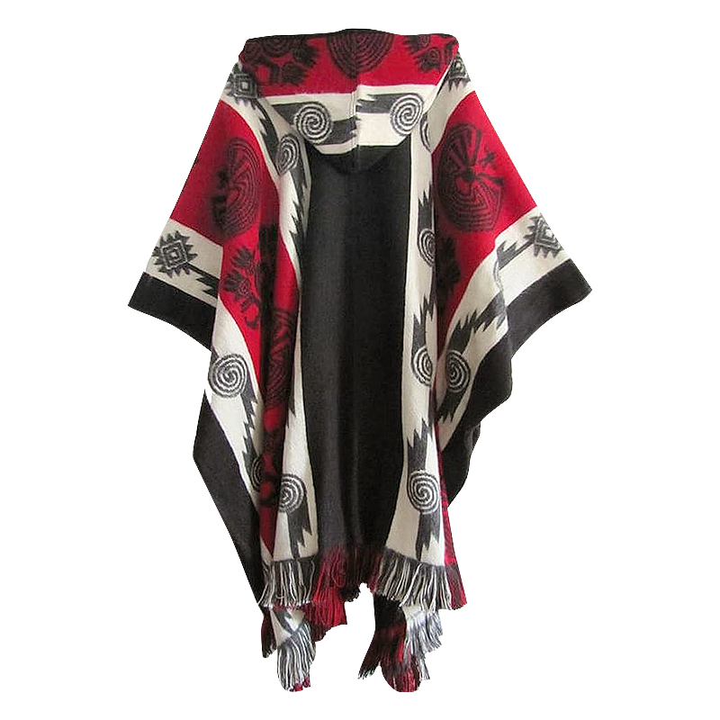 Southwest-Inspired Hooded Poncho