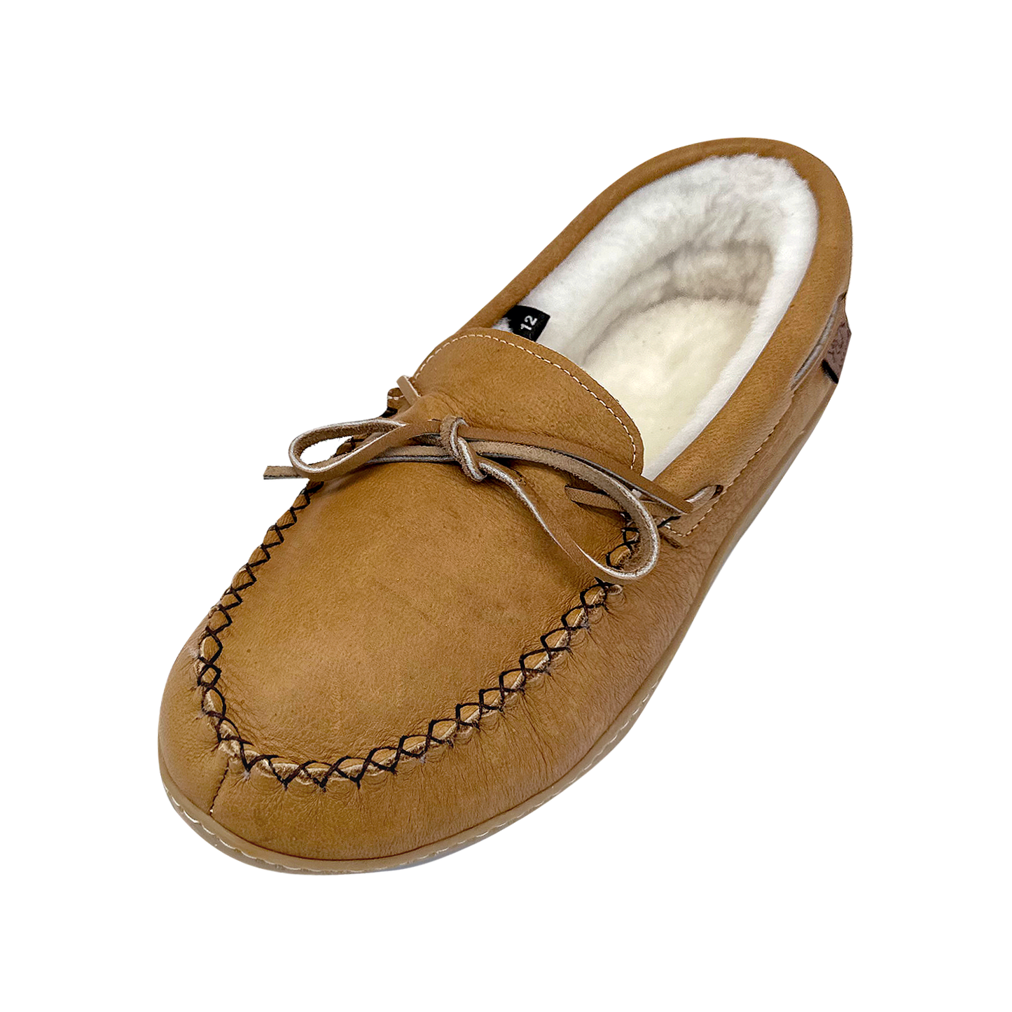 Men's Sheepskin Lined Moccasin Slippers with Sole