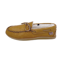 Men's Sheepskin Lined Moccasin Slippers with Sole