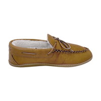 Men's Sheepskin Lined Moccasin Slippers with Sole