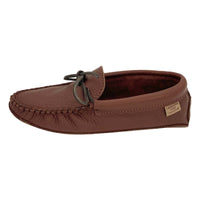 Men's Woodstain Leather Moccasin Slippers