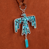 Thunderbird Leather Necklace & Earrings Set