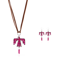 Thunderbird Leather Necklace & Earrings Set