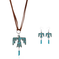 Thunderbird Leather Necklace & Earrings Set