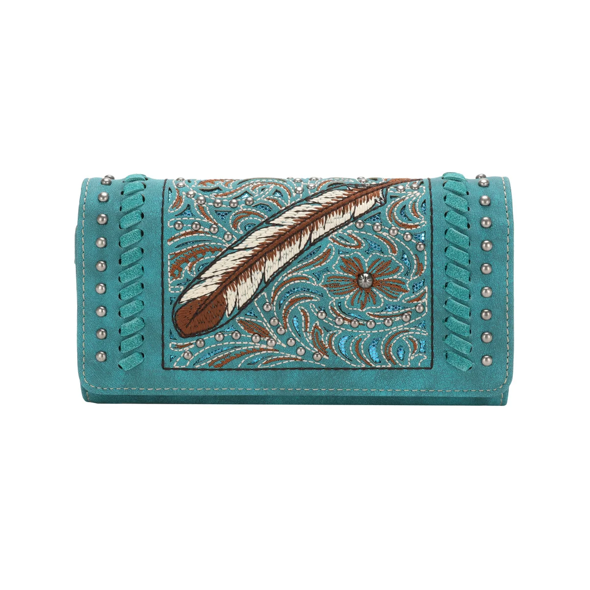 Embroidered Feather Wallet